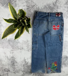 WU-TANG CLAN VINTAGE DENIM RAP HIP HOP BAGGY SKATE CARPENTER WU WEAR JEANS PANTS - Picture 1 of 24