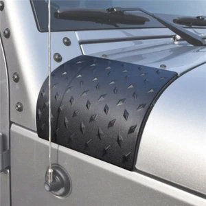 Pair Black Diamond Plate Cowl Hood Fender Body Armor for Jeep Wrangler JK 07-18 - Bild 1 von 12