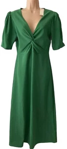 Oasis Dress Size M Green V Neck Twist Front Short Sleeved Midi Women - Picture 1 of 11