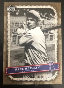 2005 Upper Deck Classics #4 BABE HERMAN Gold SP #d 72/199! SOX ROSSO - Foto 1 di 2