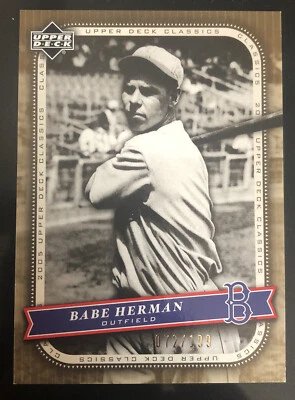2005 Upper Deck Classics #4 BABE HERMAN Gold SP #d 72/199! RED SOX - Image 1 of 2