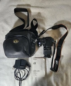 Sony A300 Camera Black 18-70 Zoom Lens Camera Bag Instruction Manual Charger - Picture 1 of 24