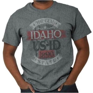 Traditional Idaho US State Pride Tourist ID Adult Short Sleeve Crewneck Tee - Picture 1 of 8