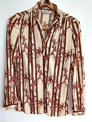 Blusa Camisa Vintage Vera Neuman Ladybug Años 70 Bambú Otoño Disco Nylon Talla 8 Foto 1 de 4
