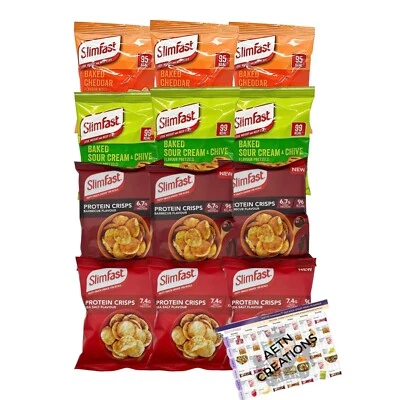 Slimfast Protein Crisps Bundle 12 Mixed Bags Cheddar, Salted, BBQ, Sour Cream - Image 1 of 4