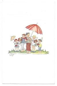 Inge Plotz Original Artist signed Umbrella Paul Pittius Berlin Postcard AK - Picture 1 of 1