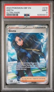 2023 POKEMON OBF EN-OBSIDIAN FLAMES 218 GEETA ULTRA RARE PSA MINT 9 - Picture 1 of 4