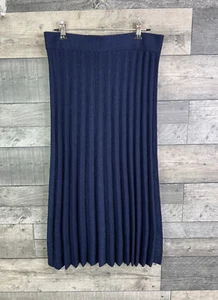 White Stuff Miid Skirt Size UK 12 Blue Metallic Sparkle Pleated Party Event Knit - Picture 1 of 9