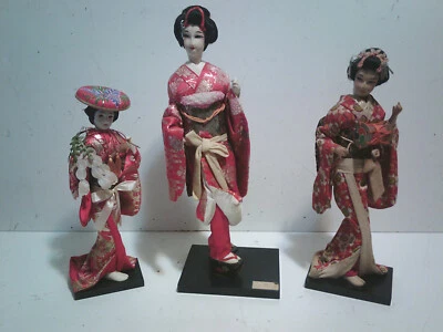 3 Clean Vintage Collectible Japanese Dolls By NISHI FREE SHIP - Image 1 of 4