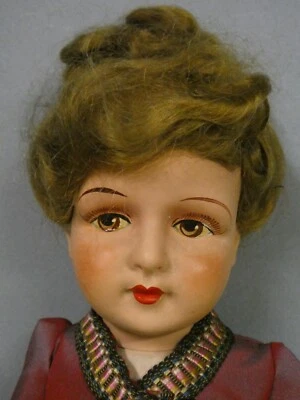 Poupée ancienne: Rare "Clélia" corps tissu bourré 35 cm - Photo 1/4