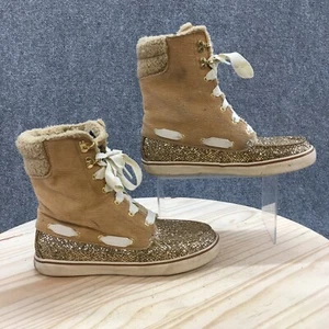 Sperry Waterproof Boots Womens 8.5 M Acklins Brown Glitter Faux Fur 9824129 - Picture 1 of 20