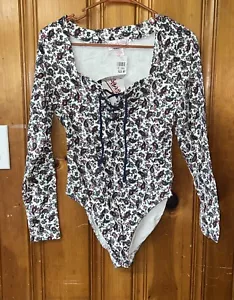 New Nos Vtg Body wear By Emergie Bodysuit Paisley Long Sleeve Large - Picture 1 of 5