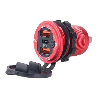 12V Car Charger Socket QC3.0+PD Port Dual USB Fast Charging Power Adapter Outlet - Image 1 of 4