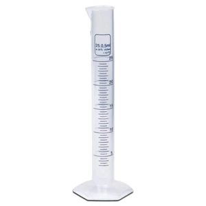 Cilindro graduado de 25 ml, polipropileno, grados moldeados, Karter Scientific 229G4 - Imagen 1 de 1