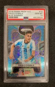 2018 Panini Prizm World Cup Paulo Dybala #10 Blue Shimmer 1/5 Argentina PSA 10
