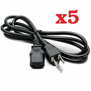 (LOTS of 5) 3Prong Power AC Cord Cable FOR Sony PlayStation 3 PS3 - Picture 1 of 3