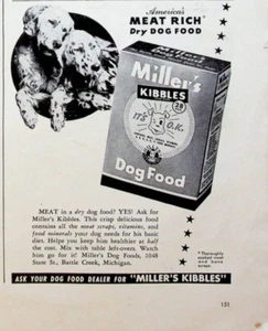 Miller's Kibbles 1941 comida para perros anuncio impreso vintage años 40 dálmatas Battle Creek MI - Imagen 1 de 1