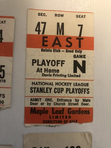 Toronto Maple Leafs Hockey Stanley Cup Playoff Ticket Plus 3 Tickets 1970s Cover