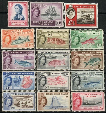 Turks & Caicos Stamp 121-135  - Definitive set of 1957-1960 Cover