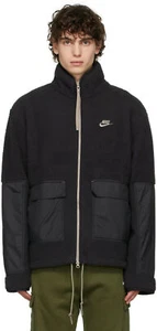 MENS NIKE SHERPA FULL ZIP FLEECE JACKET - SIZE LARGE - BLACK - DD5021 010. - Picture 1 of 4