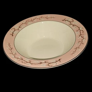 Vintage Pink Floral Painted Rim Soup Bowl 9.5" x 3" Porcelain China - Picture 1 of 4