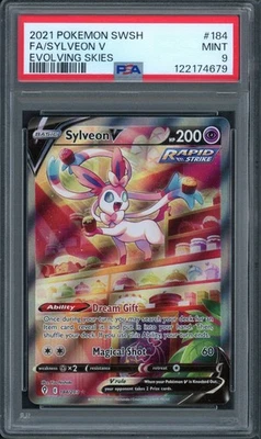 Pokemon PSA 9 Mint Evolving Skies Alt Art Sylveon V 184/203 - Image 1 of 2