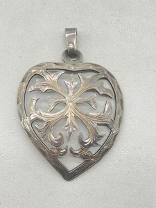 Sterling Silver Heart Shape Pendant 925 Intricate Design - 17.86g - Bild 1 von 8