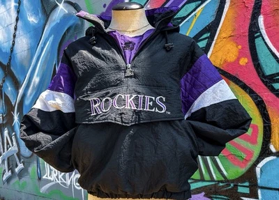 Jaqueta para iniciantes COLORADO ROCKIES MLB vintage tamanho médio | Preto e roxo - Imagem 1 de 4