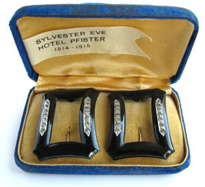 Boxed Set Hotel Pfister Antique Dress Clips Sylvester Eve 1914-1915 New Year's - Picture 1 of 13