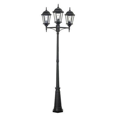 Poste de iluminación exterior Trans Globe Lighting 4995 tres luces - negro Foto 1 de 4