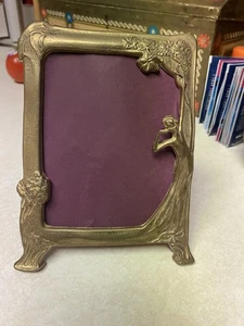 Vintage Antik Frau mit Blumen Messing Jugendstil Tischplattengestell, ohne Glas. - Bild 1 von 6