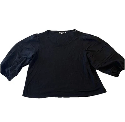 Blusa Chico’s Mujer’s 3 (XL) Lino Negra Mangas Globo 3/4 Foto 1 de 4