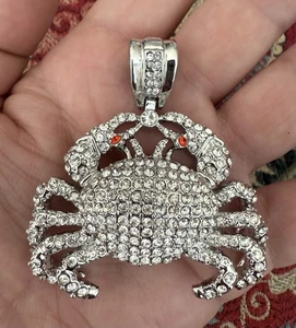 3D Hip Hop Iced Out Crab Charm Pendant - Picture 1 of 2