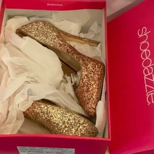 Shoe Dazzle Glitter Rose Gold Teagan Pumps Heels 5 Inch Size 7.5 New - Picture 1 of 7