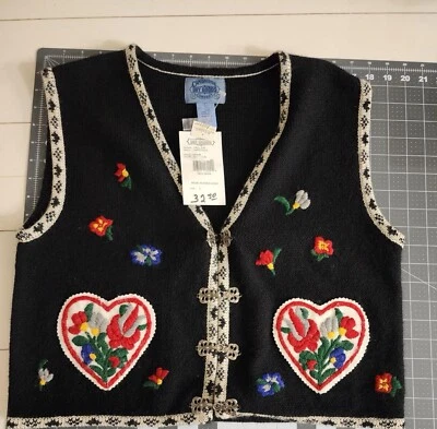 VTG Embroidered Teacher Sweater Vest Wool Cambridge Company New Old Stock Large - Image 1 of 4