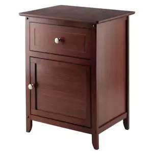 Winsome Akzent Tisch Nussbaumoptik Metallknopf Schublade geschlossen Schrank konische Beine - Bild 1 von 9