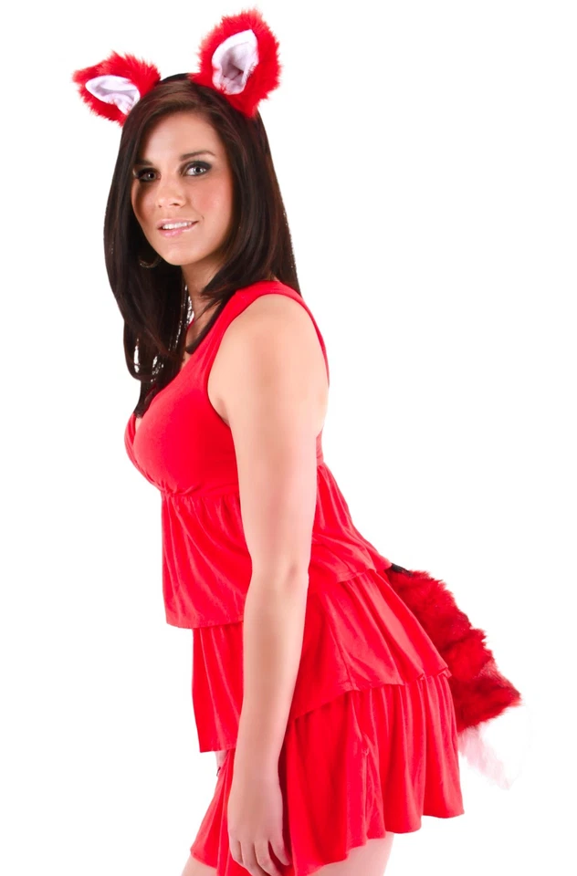 Kit de orejas y cola de zorro naranja blanco y negro piel sintética orejas diadema y acceso a la cola. Foto 1 de 1