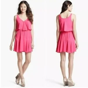 AMANDA UPRICHARD Hot Pink Silk Ruffle Mini Dress M - Picture 1 of 9