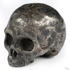 1.9&quot; Pyrite Hand Carved Crystal Skull, Realistic, Crystal Healing