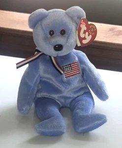 2001 TY Beanie Baby - AMERICA the Bear (blaue Version) Amerikanisches Rotes Kreuz - Bild 1 von 8