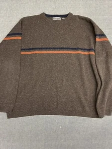 Structure Urban Wear Mens 100% Lambswool Pullover Brown Strips Sweater Size XL - Picture 1 of 4