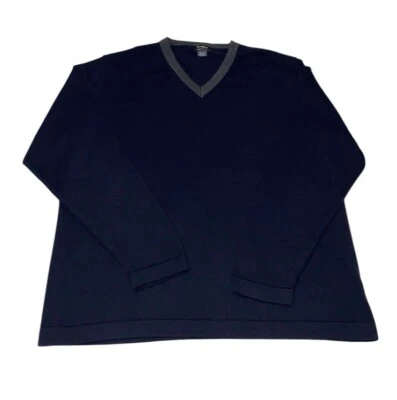 Suéter Vintage Neiman Marcus Para Hombre Grande 100% Pura Lana Merino Pullover Azul Marino V Foto 1 de 4