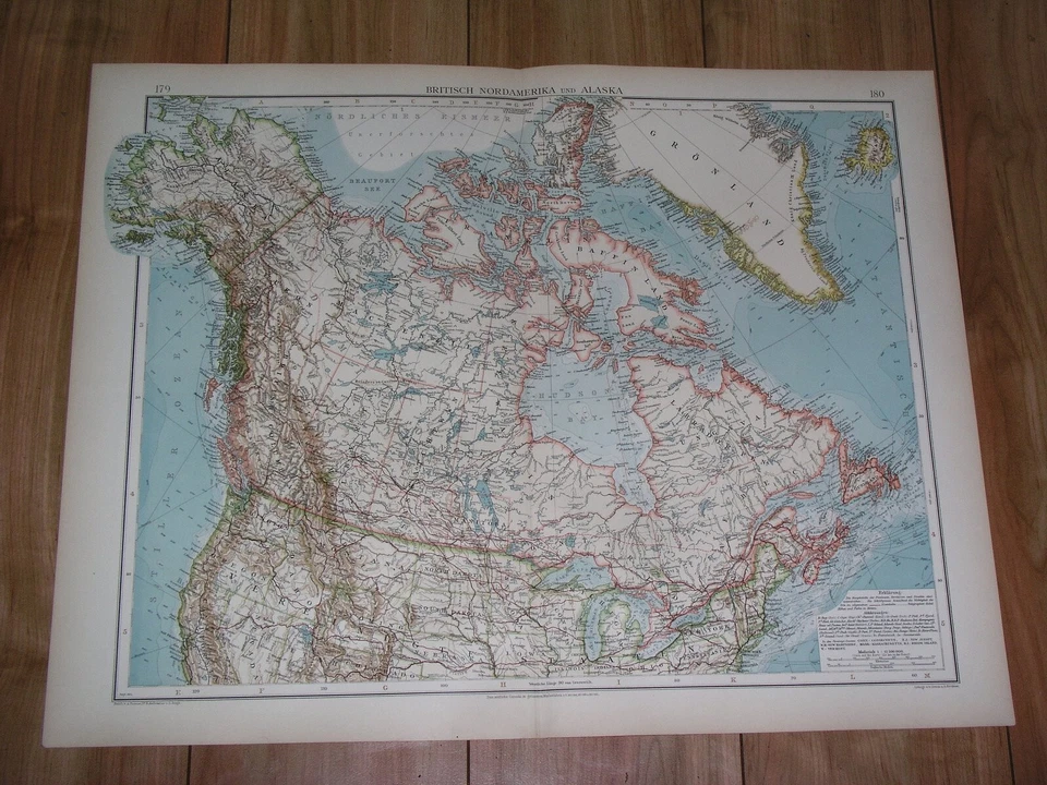 1912 MAPA ANTIGO ORIGINAL DO CANADÁ AMÉRICA DO NORTE BRITÂNICA GRONELÂNDIA ALASCA - Imagem 1 de 4