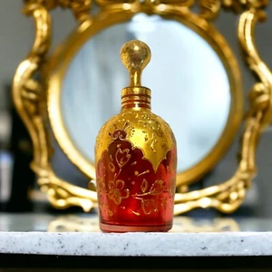Antigua botella de perfume de vidrio arándano estilo bohemio Moser dorado pesado - Imagen 1 de 13