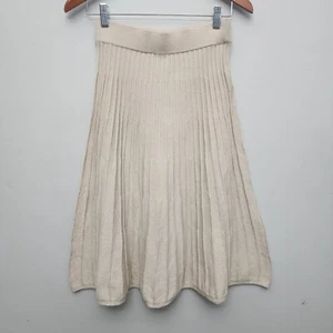 Nanette Lepore Pleated Knit Skirt Ivory Gold Metallic Size Small - Picture 1 of 5