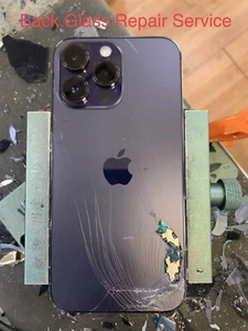 iPhone 14/14 Plus/ 14 Pro Max gesprungene Rückseite Glas Reparatur Service (alle Farben) - Bild 1 von 3