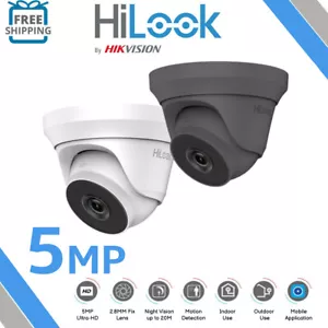 5MP CCTV TURRET SECURITY HILOOK BY HIKVISION CAMERA UHD IP66 20M IR THC-T25 - Picture 1 of 7
