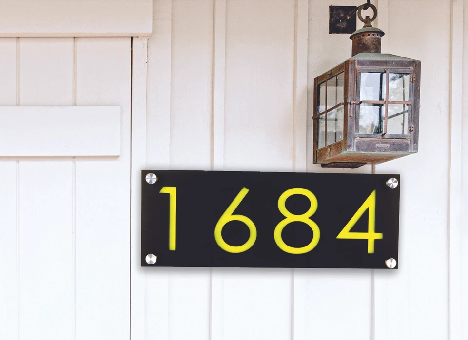 Dirección de casa, números de casa modernos, colores acrílicos, dirección comercial horizontal Foto 1 de 4