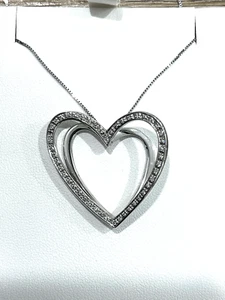 Collana oro bianco 18 kt Cuore con diamanti kt 0,30 - Imagen 1 de 5