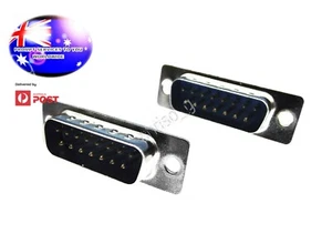 From OZ Quality 2PC 15 Pin 2 Row Male D-Sub Connector Solder Type DB15 FREEPOST - Picture 1 of 5